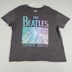 The Beatles Abbey Road T-Shirt Men XL Black Graphic Short Sleeve Cotton Crewneck